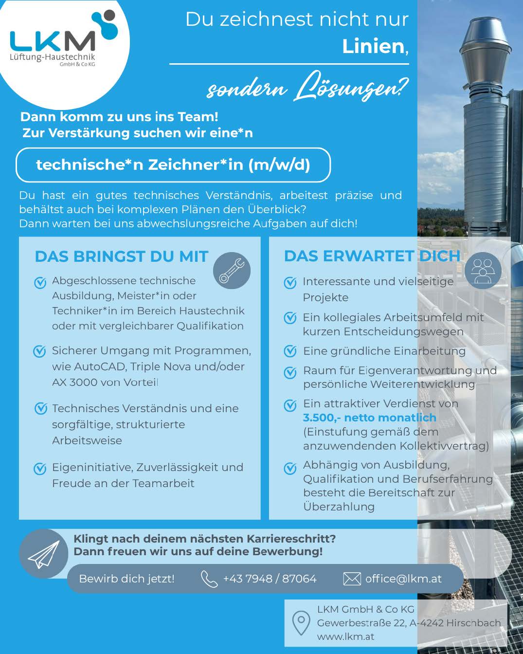 Stelleninserat Technischer Zeichner